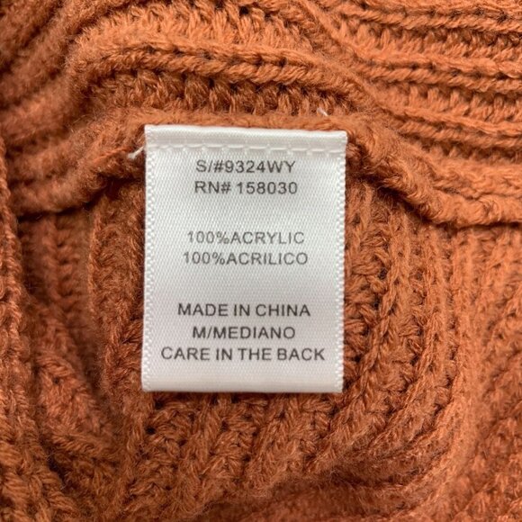 Love Tree V-Neck Knit Sweater With Rear Knot - Rust Orange, Acrylic, Size Medium - Picture 5 of 6